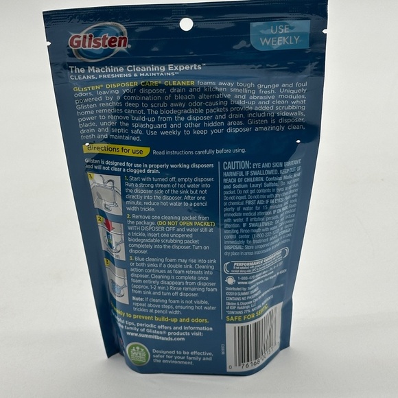 Glisten Garbage Disposer Cleaner Foaming Powder, 4 Uses - Picture 2 of 5